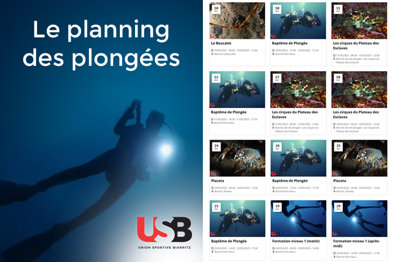 Le calendrier des plongées de l'USB