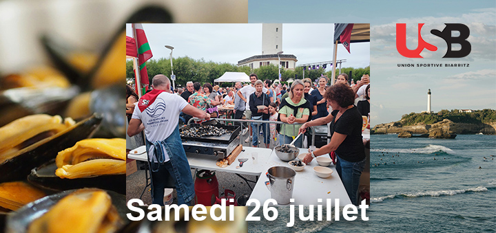 Stand de l'USB au village des bodégas associatives avec Nico à la plancha.